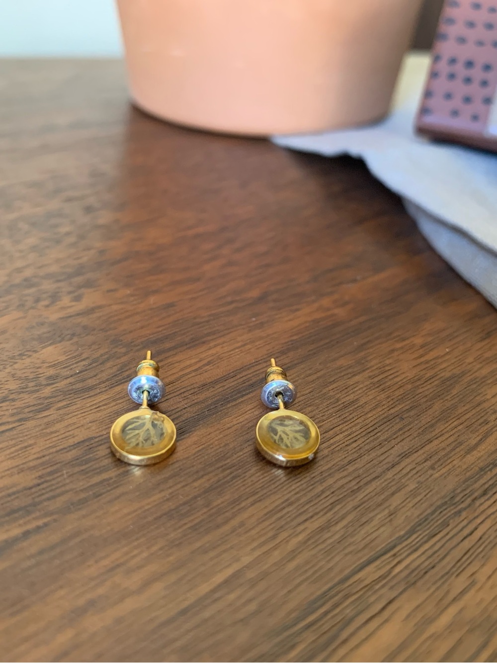 Stained Glass Branch Gold Tone Earrings
